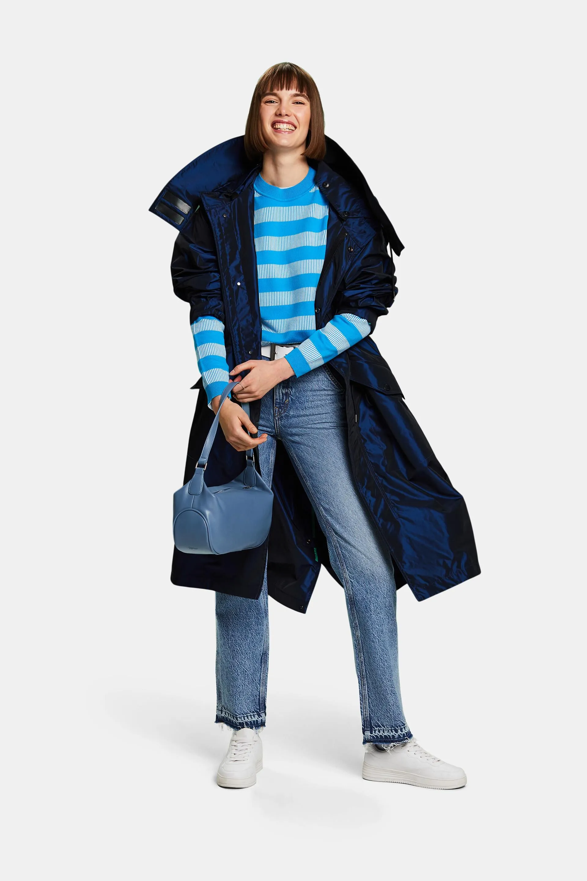 Pullover girocollo a righe jacquard