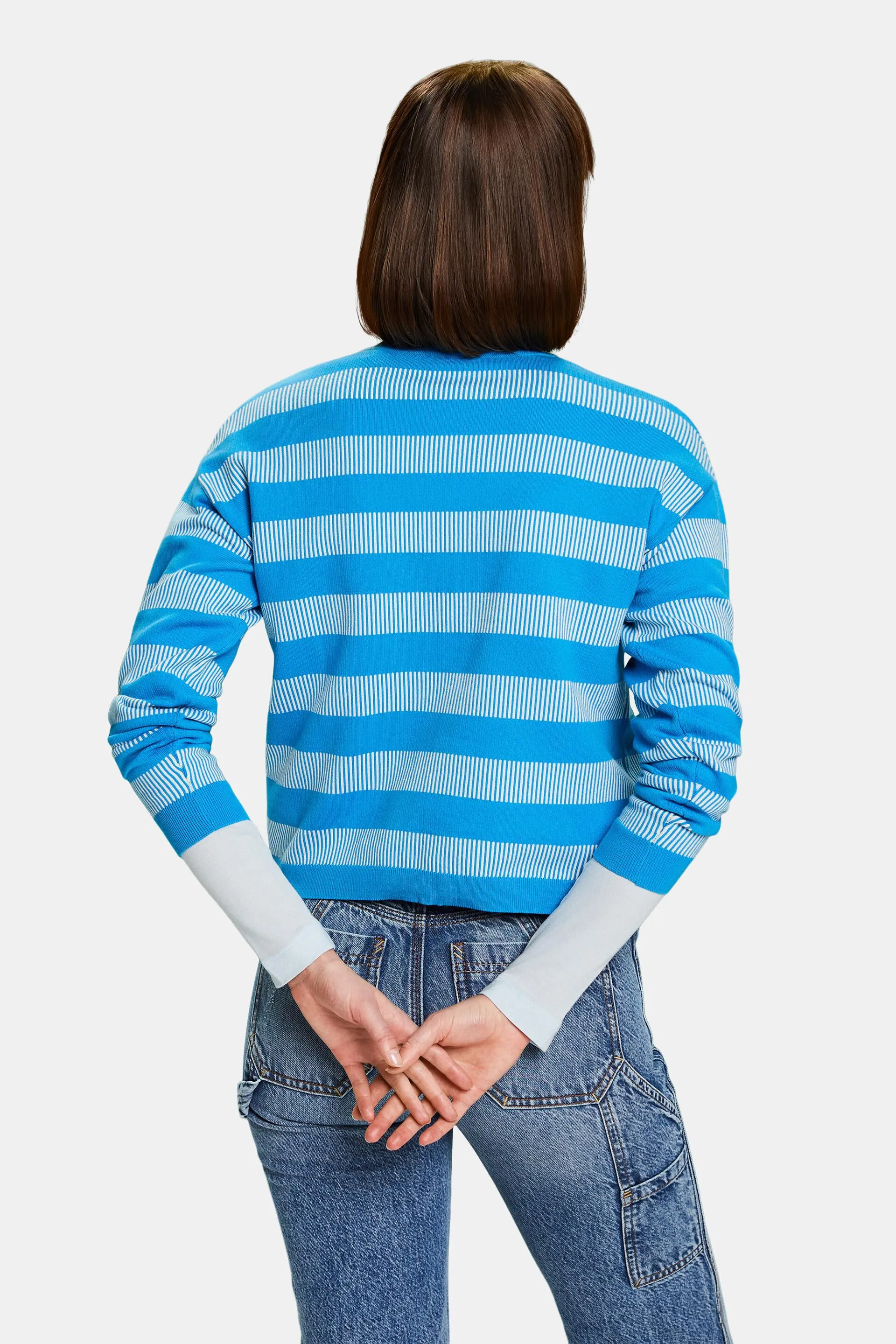 Pullover girocollo a righe jacquard